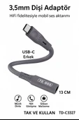 TD-C3327 Type-C-3.5mm Kulaklık Dönüştürücü HiFi Ses Aktarımı DAC Çipli Tak ve Kullan 13cm - 1
