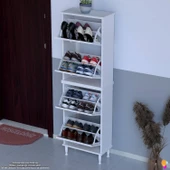 Modilayn UMAY' 2 Li Kapı Önü 52x168x 26 cm’ lik 4 Düşer Kapak 8 Göz Bölmeli Ayakkabılık thumbnail 4