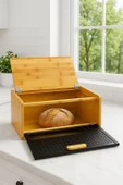 Lux Siyah Bambu Kapaklı Ekmek Kutusu & Ekmek Sepeti thumbnail 1