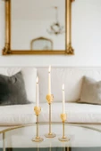 Altın Renkli 3'lü Kristal Cam Mumluk Seti & Altın Dekoratif Şamdan Takımı thumbnail 2