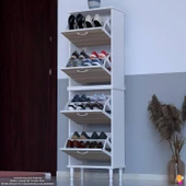 Modilayn UMAY' 2 Li Kapı Önü 52x168x 26 cm’ lik 4 Düşer Kapak 8 Göz Bölmeli Ayakkabılık thumbnail 1