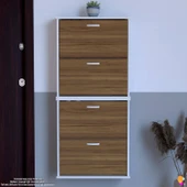 Modilayn UMAY' 2 Li Asma Antre Hol 72 x 148 x 25,5 cm’ lik 4 Düşer Kapak 8 Göz Raf Bölmeli Ayakkabılık - 3