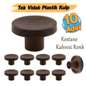Tek Vidalı Bohem İç Bükey Plastik Düğme Kulp Kestane Kahvesi Renk Mobilya Dolap Çekmece Kulpu Kulbu thumbnail 2