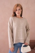 IŞŞIL 8623-Sıfır Yaka OverSize Triko SweatShirt Kazak - 2