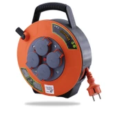 Plastik Kapaklı Mini Seyyar Makaralı 3x1.5 mm CCA Monofaze Uzatma Kablosu 4 Priz TTR Kablo 10 Metre thumbnail 5