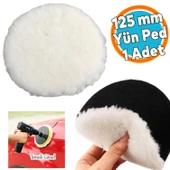 ( 3 Adet ) Koyun Postu Pedi Ø 125 mm Pasta Cila Polisaj Süngeri Cırt Tabanlı Kuzu Postu Yünü Keçesi Parlatma - 1