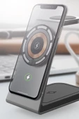15W 3in1 Hızlı Manyetik Masaüstü Metal Magsafe Kablosuz Şarj Standı ve Telefon Tutucu Simex Atmosphere - 3