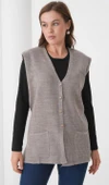 Kadın Anne Büyük Beden Fitilli Yün Triko Yelek - 1