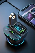 Jopus F9 Araç Fm Transmitter 5.3 Bluetooth Araç Kiti Usb Type-C Hızlı Şarj Çıkışlı Çakmaklık Girişli - 5