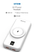 Simex Powerbank 10000mAh Dahili Kablolu 22,5W 15W Magnetic Wireless S-33 W-Power Beyaz - 1