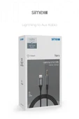 Simex Iphone Lightning To 3.5mm Kumaş Aux Ses Kablosu Stereo Destekli 1.1m Nero - 6