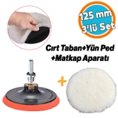 Koyun Postu Pedi Ø 125 mm + Cırt Taban + M14 Pasta Cila Polisaj Kuzu Postu Yünü Keçesi ( 3'lü Set) thumbnail 1
