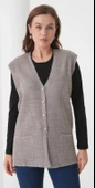 Kadın Anne Büyük Beden Fitilli Yün Triko Yelek - 4
