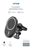 Simex Peteğe Takmalı Wireless Magsafe Hızlı Şarj 15 Watt Araç İçi Telefon Tutucu ve Temassız Şarj Aleti Cargador - 4