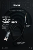 Simex Iphone Lightning To 3.5mm Kumaş Aux Ses Kablosu Stereo Destekli 1.1m Nero - 2