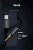 Simex Type C DAC 3.5mm Kumaş Aux Ses Kablosu Stereo Destekli 1.1m Nero - 4