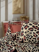 COTTON BOX ÇİFT KİŞİLİK SATEN NEVRESİM TAKIMI LEOPARLI LEOLUXE KİREMİT thumbnail 2