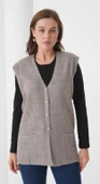 Kadın Anne Büyük Beden Fitilli Yün Triko Yelek - 2