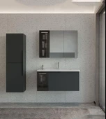 Orka Pure 80 cm Mat Antrasit Banyo Dolabı Takımı ve Boy Dolabı thumbnail 1
