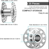 25 Adet Dikiş Makinesi Bobinleri Boş Metal Bobinler Makara Bobin Dikiş Makinesi thumbnail 3