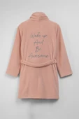 Kadın Yumuşak Kadife Dokulu Pudra Sabahlık thumbnail 2