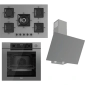 Ferre Steamart-Fryart-Sılentart Serisi Gri Set (SS038 + QEP64CPR +D079-SA) - Döküm Izgara / 75 cm Ocak thumbnail 1