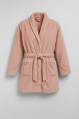 Kadın Yumuşak Kadife Dokulu Pudra Sabahlık - 1