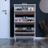 Modilayn VARBİ Antre Hol 72x127x26 cm lik 3 Düşer Kapak 6 Göz Bölmeli Ayakkabılık thumbnail 4