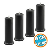 4 Adet Mobilya Baza Tv Ünitesi Yükseltme Ayağı Robot Süpürge Uyumlu 15 cm Siyah Plastik thumbnail 1