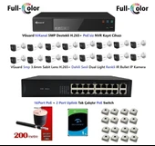 VGuard 5mp Dahili Sesli Ve Gece Renkli 16 Kameralı Tak Çalıştır Hazır IP Kamera Seti 1TB Disk thumbnail 1