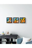 Feoly Art Modern Soyut 3’lü Tablo Seti – El Boyaması – 22x22 Ev Dekorasyon Tablosu – MDF Üzeri Akrilik - 3