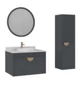 Orka Molino 80 cm Antrasit Banyo Dolabı Takımı ve Boy Dolabı thumbnail 1
