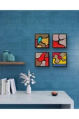 Feoly Art Modern Soyut 4’lü Tablo Seti – El Boyaması – 22x22 Ev Dekorasyon Tablosu – MDF Üzeri Akrilik - 2