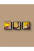 Feoly Art Modern Soyut 3`lü Tablo – El Boyaması – 22x22 Ev Dekorasyon Tablosu – MDF Üzeri Akrilik - 3