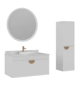 Orka Molino 100 cm Beyaz Banyo Dolabı Takımı ve Boy Dolabı thumbnail 1