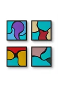 Feoly Art Modern Soyut 4’lü Tablo Seti – El Boyaması – 22x22 Ev Dekorasyon Tablosu – MDF Üzeri Akrilik - 5