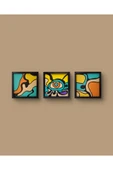 Feoly Art Modern Soyut 3’lü Tablo Seti – El Boyaması – 22x22 Ev Dekorasyon Tablosu – MDF Üzeri Akrilik - 5