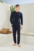 MDB Kocabey 9220 Erkek Midi Yaka Uzun Kol Pijama Takım - 1