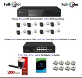 VGuard 5mp Dahili Sesli Ve Gece Renkli 8 Kameralı Tak Çalıştır Hazır IP Kamera Seti 1TB Disk thumbnail 1