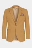Plus Scorpion Camel Erkek Blazer Ceket – Esnek Comfort Kumaş, İtalyan Kesim, Tek Düğmeli Slim Fit Şık Model thumbnail 1