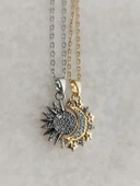 Güneş Ay Mıknatıslı Çelik Sevgili Kolyesi Aksesuar - 3