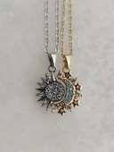 Güneş Ay Mıknatıslı Çelik Sevgili Kolyesi Aksesuar - 2