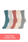 Nisanca %100 Pamuk Birinci Kalite Penye Çorap Seti -Kadın 5'li Çorap Seti - 2
