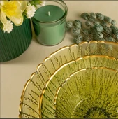 Fecra Rita 3'lü Cam Kase Seti Yeşil Altın Fileli - 5