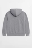 Kadın Kapüşonlu Cepli Gri Sweatshirt - 3