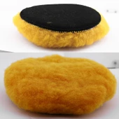 (1 Adet) Orta Sert Koyun Kuzu Postu Pedi Ø 125 mm Pasta Cila Polisaj Cırt Tabanlı Yün Sarı Renk thumbnail 9