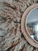 Gerçek Pampas Otu Güneş Ayna Lüks Bohem Jüt Halat Çerçeve İskandina ve Boho Duvar Dekoru - 3