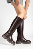 Kadın Acı Kahve Cilt Toka Detaylı Çizme thumbnail 4
