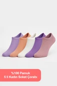 Nisanca %100 Pamuk Birinci Kalite Penye Çorap Seti -Kadın 5'li Patik Çorap Seti - 8
