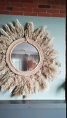 Gerçek Pampas Otu Güneş Ayna Lüks Bohem Jüt Halat Çerçeve İskandina ve Boho Duvar Dekoru - 6